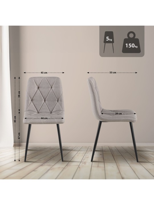 Clairton szövet étkezőszék, világosszürke