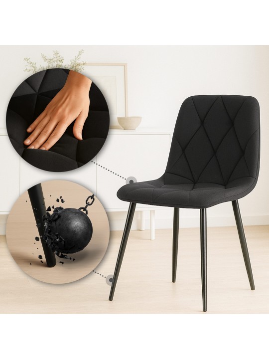 2 db étkezőszékből álló szett Clairton anyagból, fekete