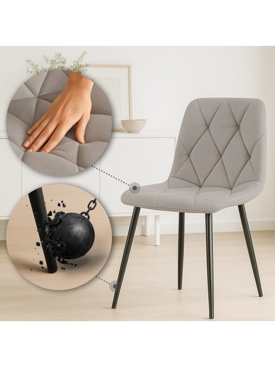 2 db étkezőszékből álló szett Clairton anyagból, világosszürke