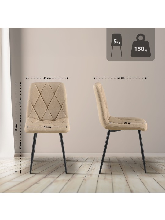 2 db étkezőszékből álló szett Clairton anyagból, taupe