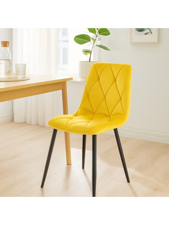2 db Clairton bársony étkezőszékből álló készlet, sárga