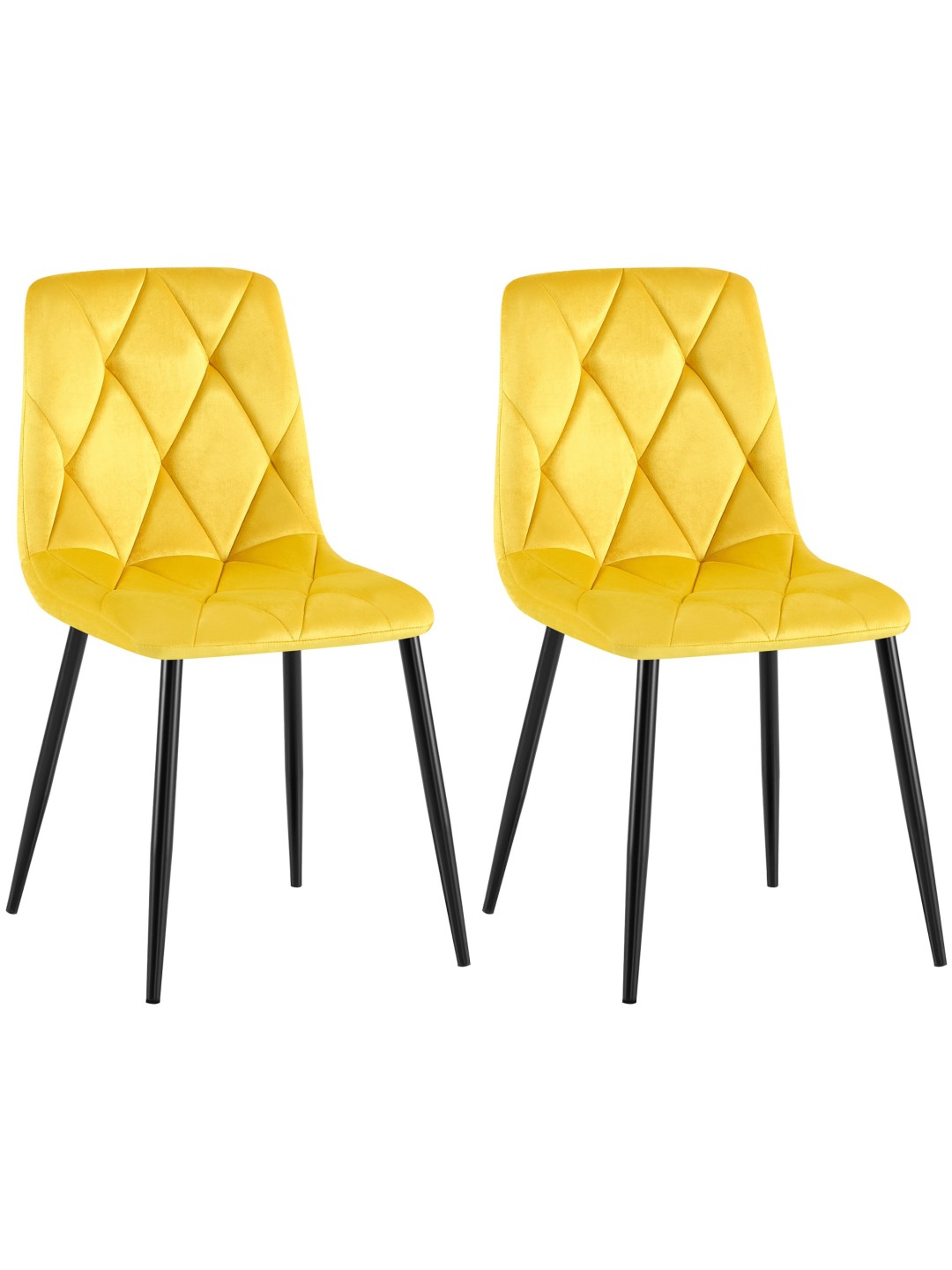 2 db Clairton bársony étkezőszékből álló készlet, sárga