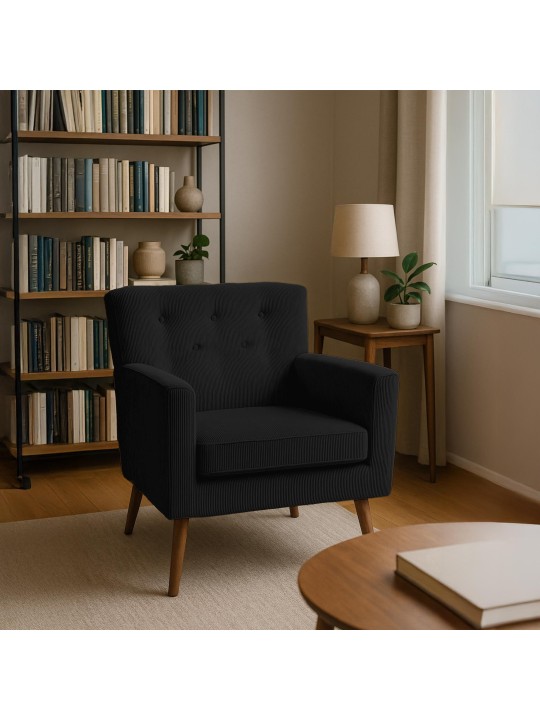 Kioni Cord fotel, fekete