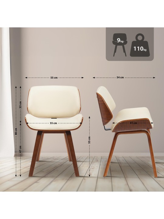 Látogatószék Beverley műbőr, dió/krém