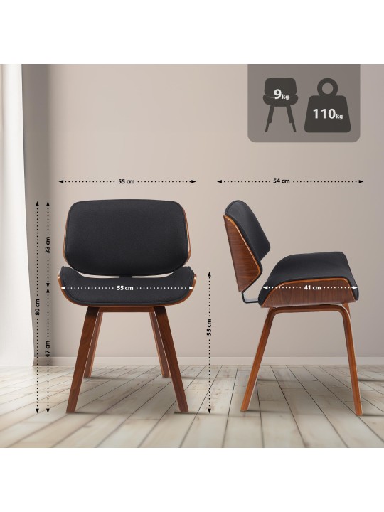 Látogatószék Beverley szövet, dió/fekete