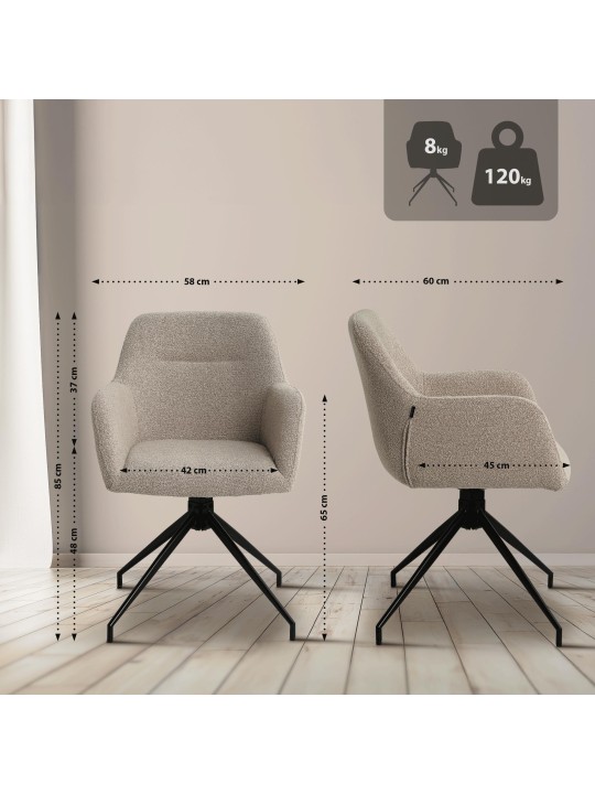 Merlinda szövet Teddy étkezőszék, taupe