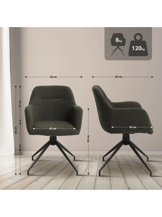 Merlinda szövet Teddy étkezőszék, sötétzöld