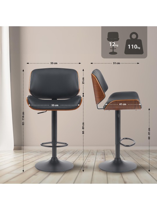 Bárszék Beverley B műbőr, dió/fekete