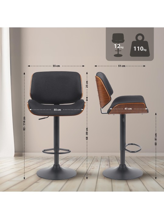 Bárszék Beverley B szövet, dió/fekete Bárszék Beverley B szövet, dió/fekete