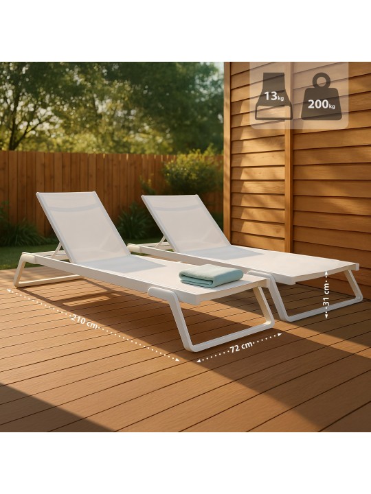 2 db Tropic napozóágy készlet, fehér