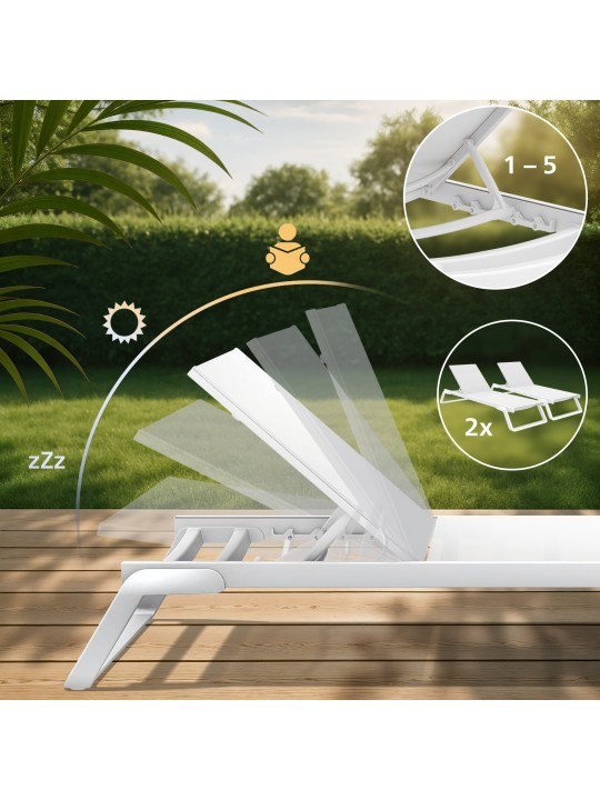2 db Tropic napozóágy készlet, fehér
