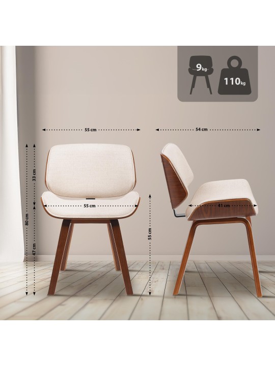 Látogatószék Beverley szövet, dió/krém