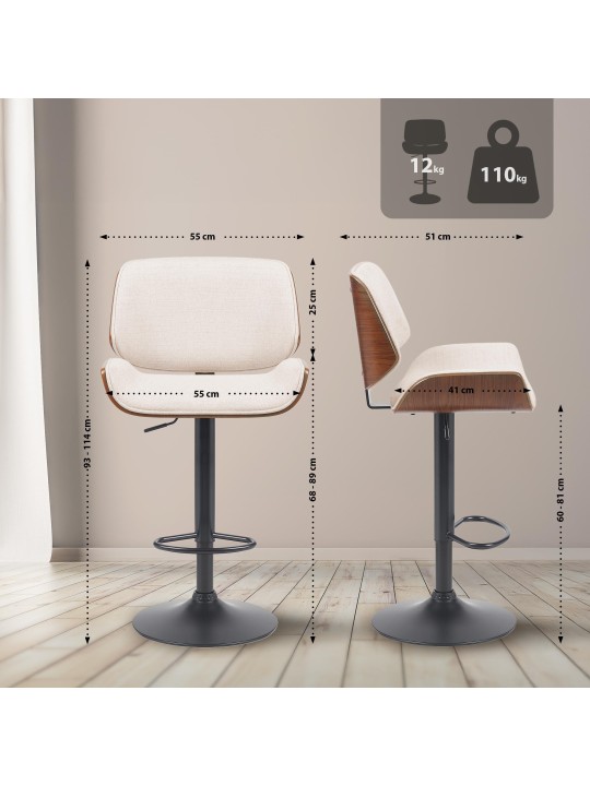 Bárszék Beverley B szövet, dió/krém