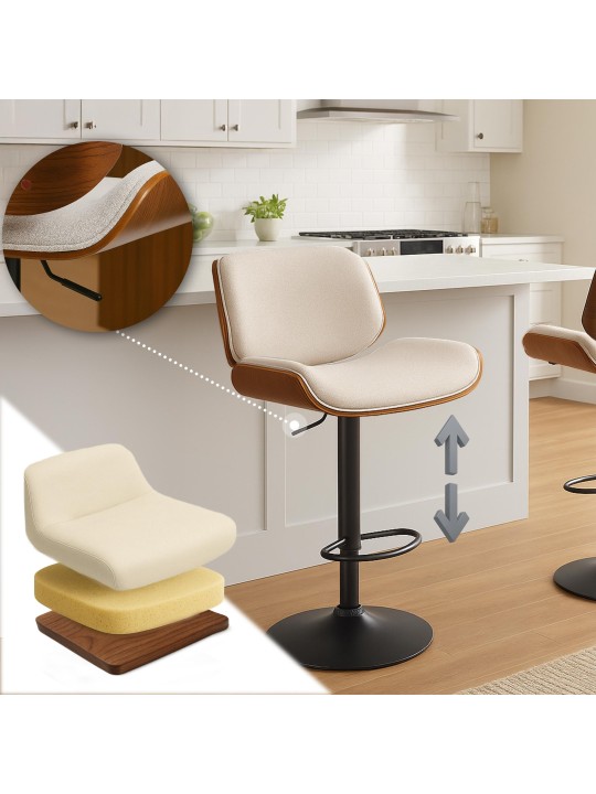 Bárszék Beverley B szövet, dió/krém