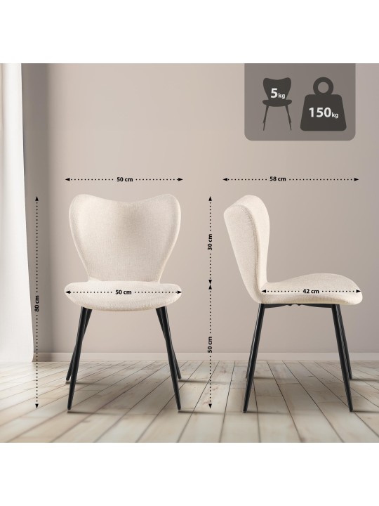 Maika szövet étkezőszék, krém