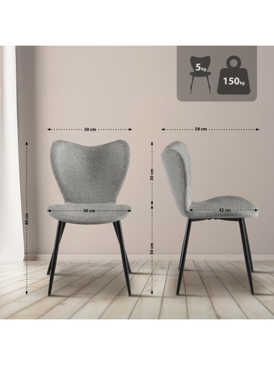 Maika szövet étkezőszék, szürke