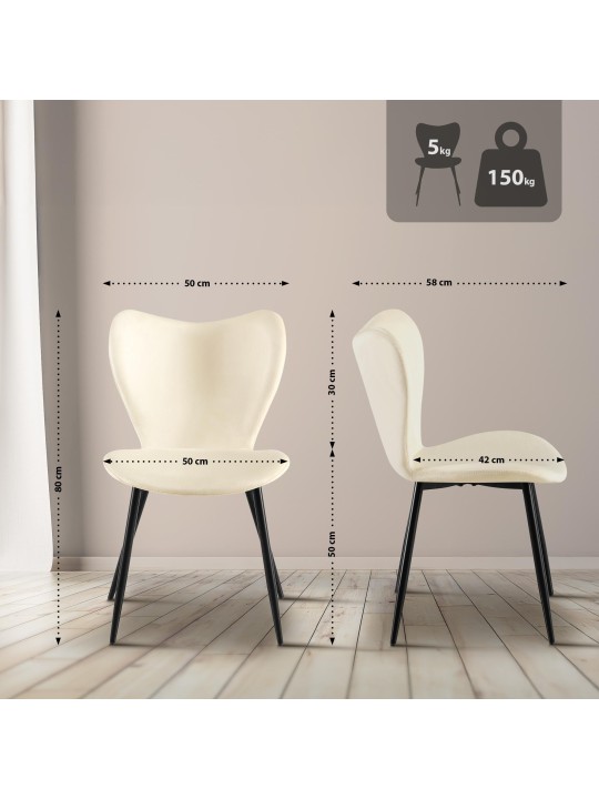 Maika bársony étkezőszék, krém