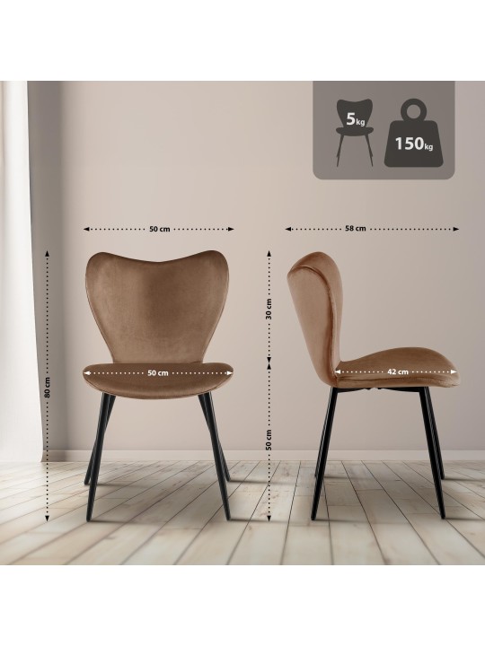 Maika bársony étkezőszék, barna