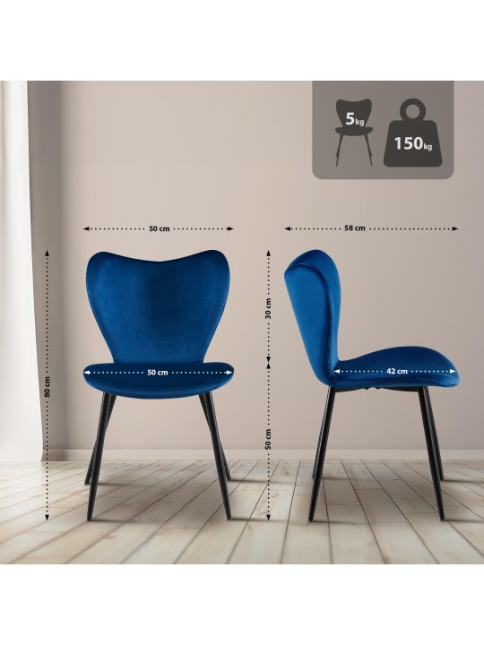 Maika bársony étkezőszék, sötétkék