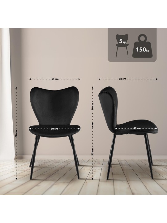 Maika bársony étkezőszék, fekete Maika bársony étkezőszék, fekete