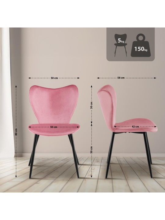 Maika bársony étkezőszék, rózsaszín