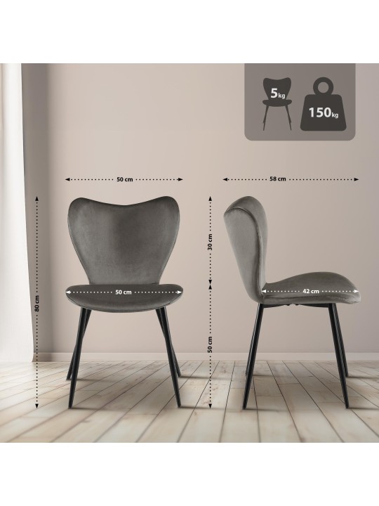 Maika bársony étkezőszék, antracit