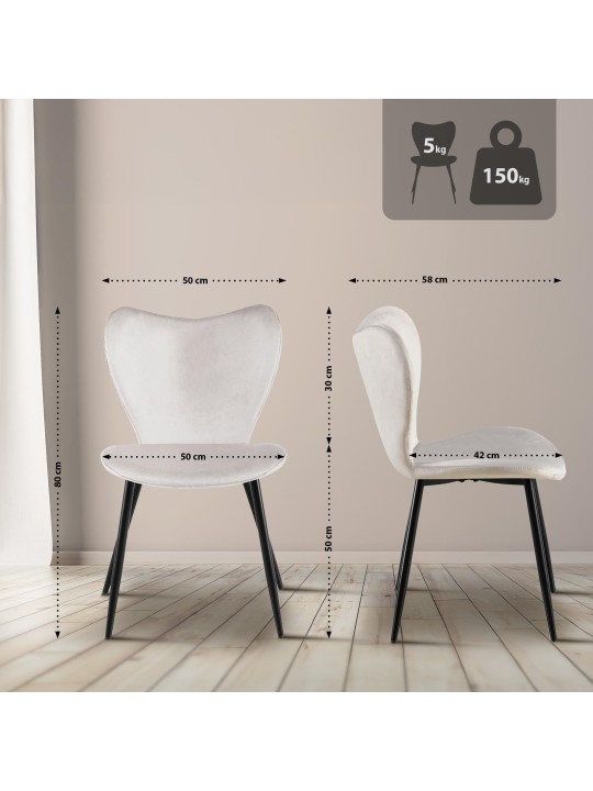 Maika bársony étkezőszék, szürke