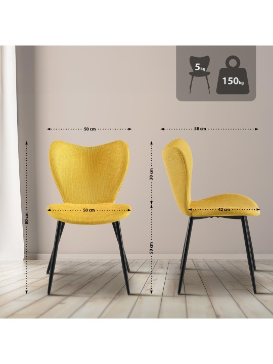 Maika szövet étkezőszék, sárga