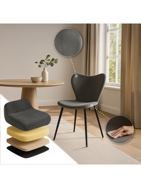 Maika bársony étkezőszék, antracit