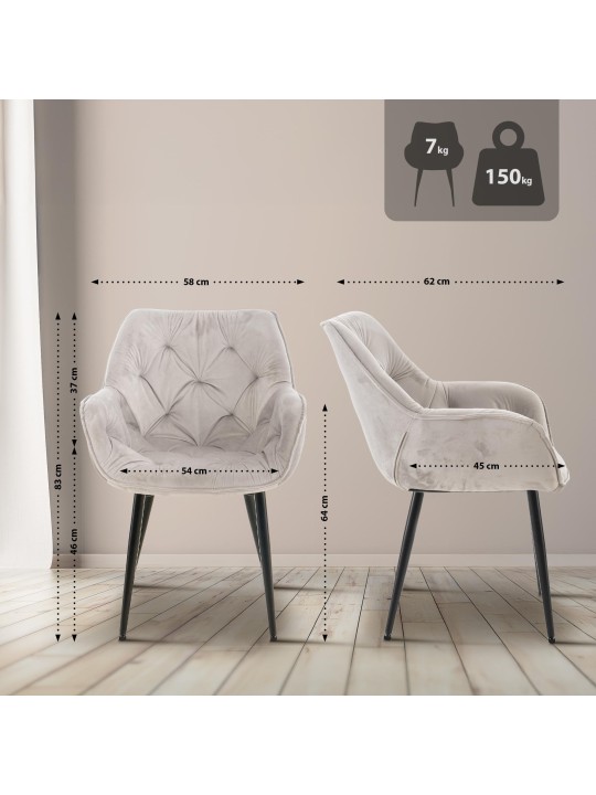 Tanna bársony szék, szürke