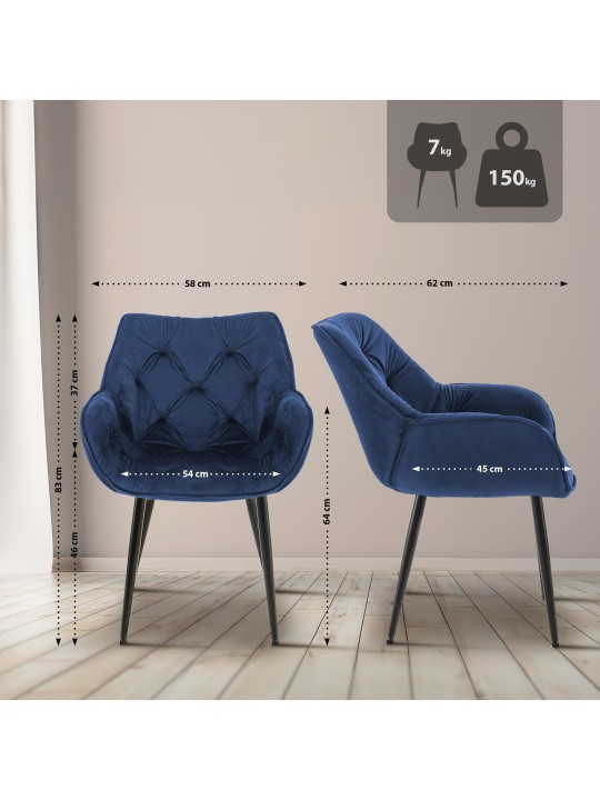Tanna bársony szék, sötétkék Tanna bársony szék, sötétkék