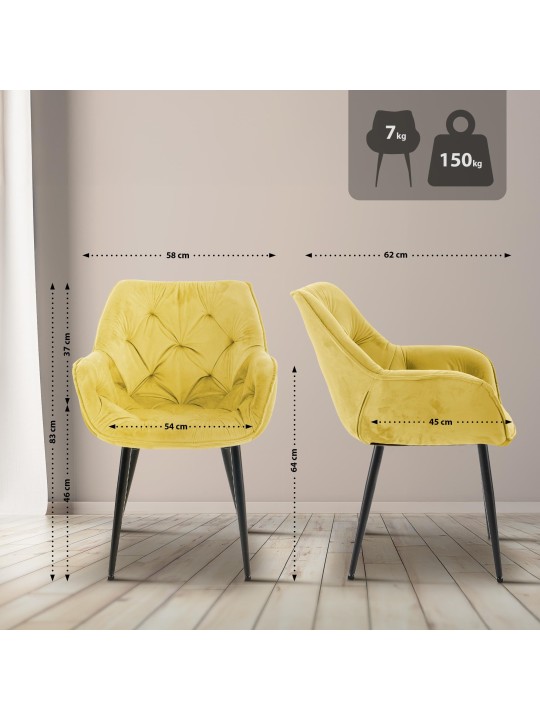 Tanna bársony 2db-os székkészlet, sárga