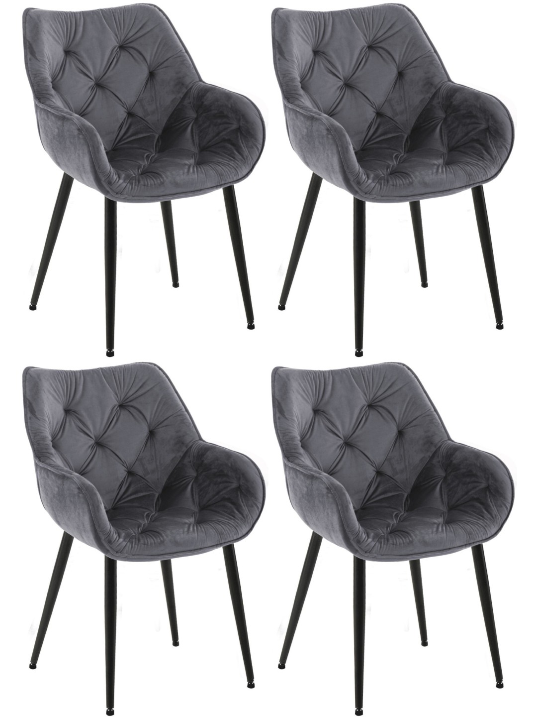 Tanna bársony 4db-os székkészlet, sötétszürke