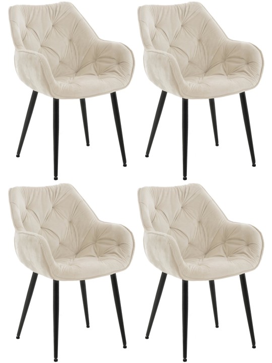 Tanna bársony 4db-os székkészlet, krém