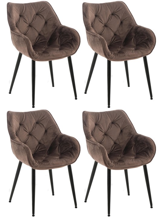 Tanna bársony 4db-os székkészlet, barna