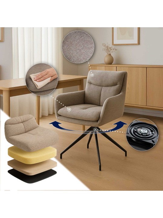 2 db Somers szövetből álló étkezőszék szett, taupe