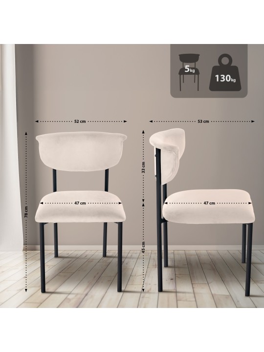 2db látogatói szék szett Gambell bársony, krém