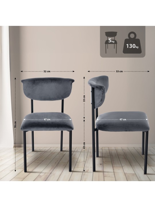 2db látogatói szék szett Gambell bársony, sötétszürke