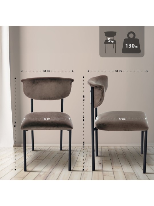 2db látogatói szék szett Gambell bársony, barna