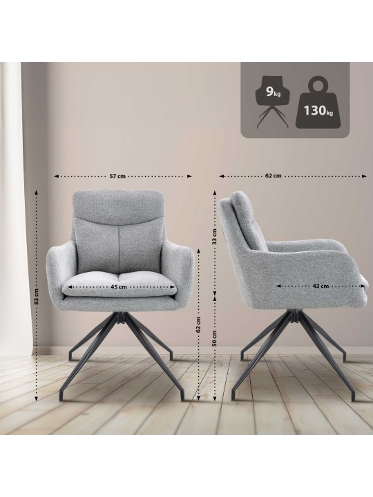 2 db Somers szövetből álló étkezőszék szett, világosszürke