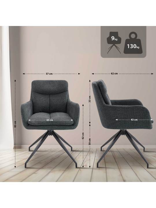 2 db Somers szövetből álló étkezőszék szett, sötétszürke