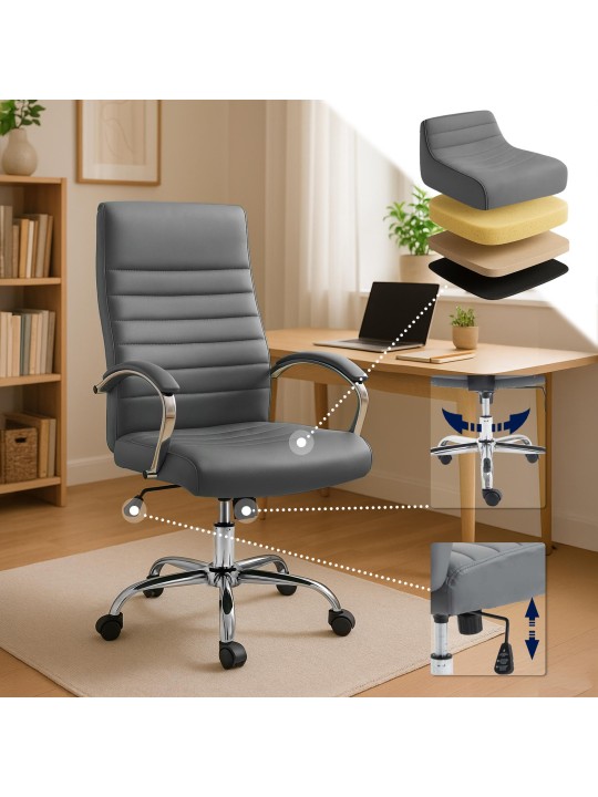 Valais műbőr irodai szék, szürke