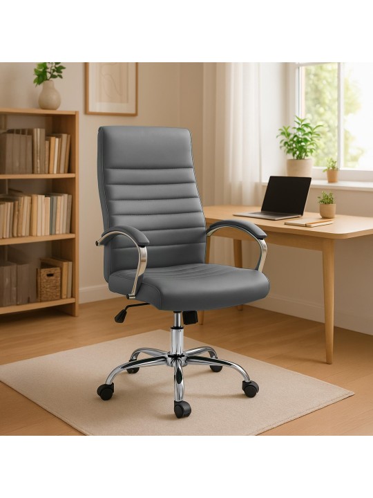 Valais műbőr irodai szék, szürke