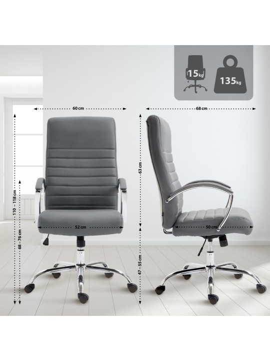 Valais műbőr irodai szék, szürke