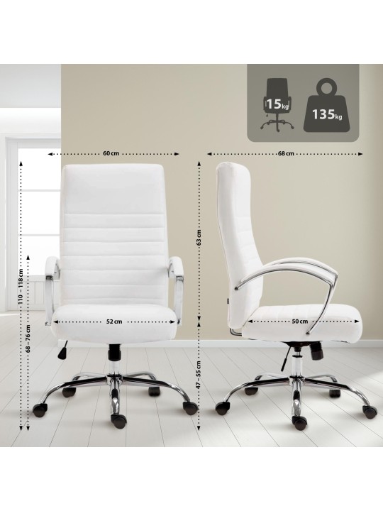 Valais műbőr irodai szék, fehér