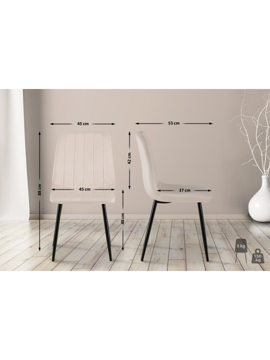 4 db Dijon bársony szék készlet, krém 4 db Dijon bársony szék készlet, krém