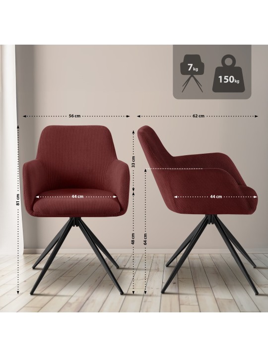 Olema Cord étkezőszék, bordó