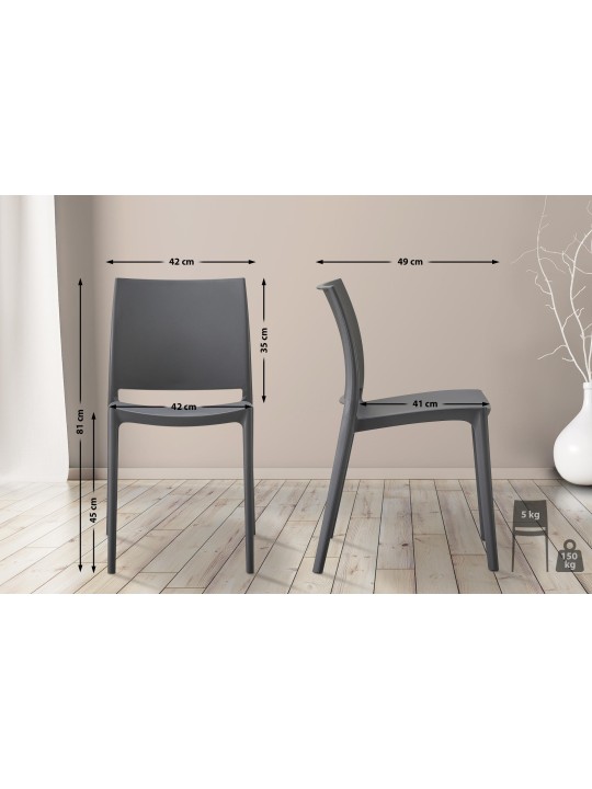 2 db Meton szék készlet, sötétszürke