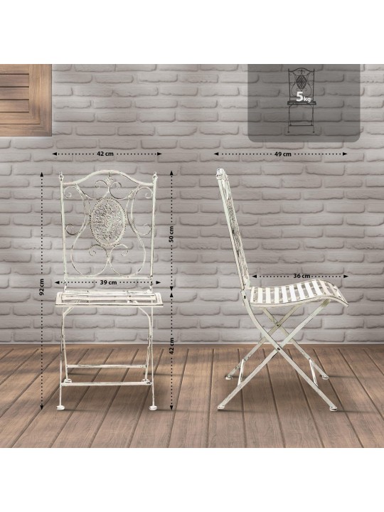 2 db Sibell szék készlet, antik fehér