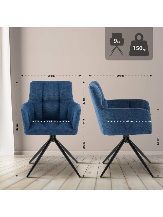 2 db Jonah szövet étkezőszékből álló készlet, sötétkék